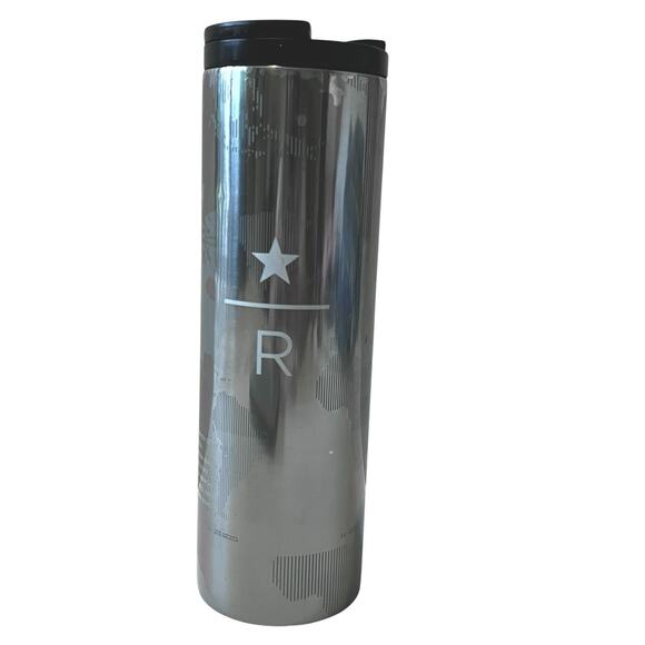 Starbucks Reserve Insulated Travel Tumbler Silver Stainless Steel World Map 16oz - Picture 1 of 11